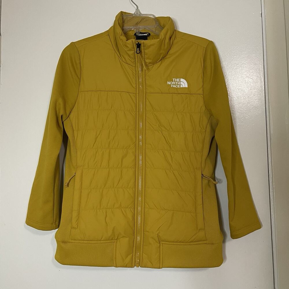 The North Face Yellow full zip lightweight nylon quilted jacket Medium